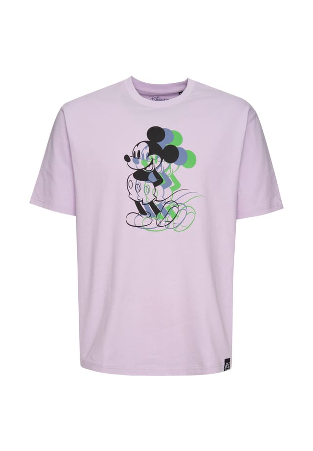

Футболка Disney 3-х тоновая с эффектом потертости Микки Маус в расслабленном стиле вне времени Re:Covered, фиолетовый