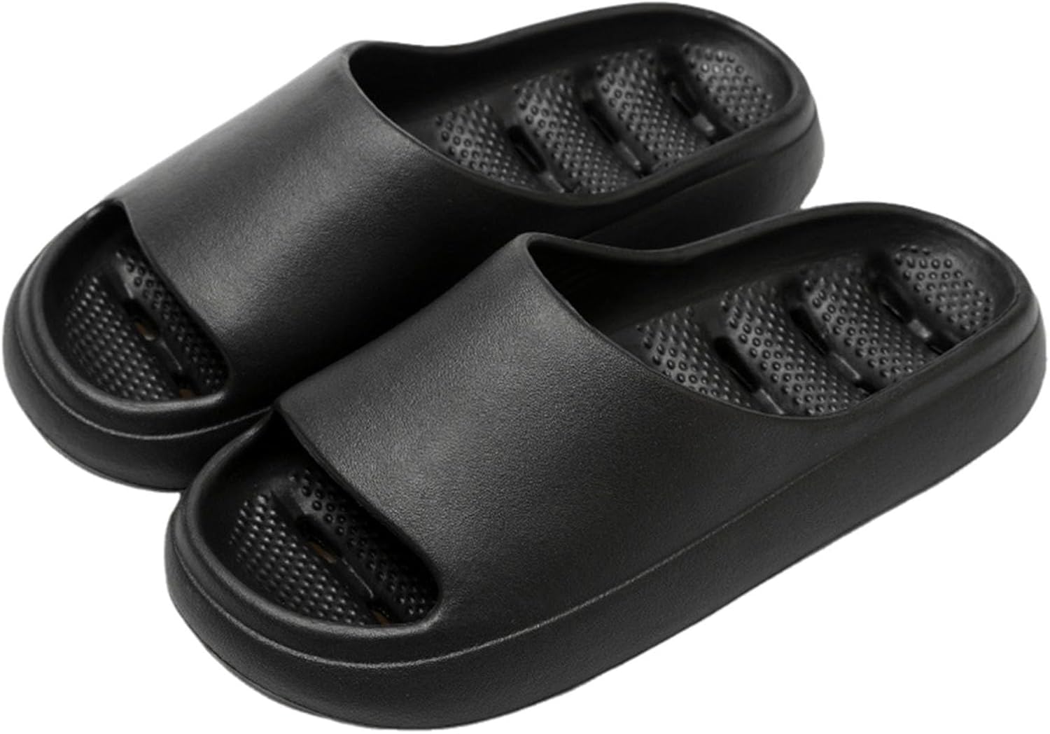 

Тапочки-подушки для женщин и мужчин, быстросохнущие, для душа, ванной комнаты, с нескользящей толстой подошвой, ультрамягкие, пляжные сандалии Generic, черный