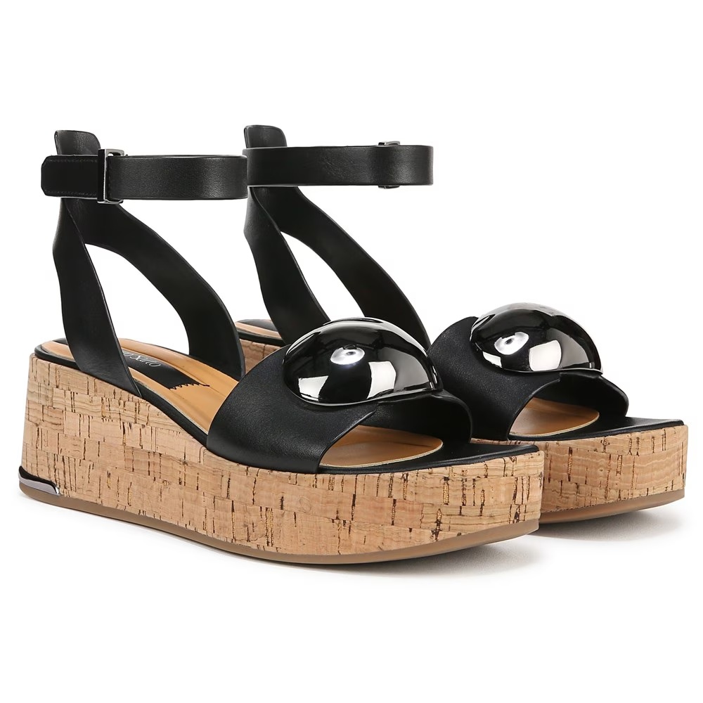 Сандалии на пробковой платформе Taysha от Franco Sarto, black leather