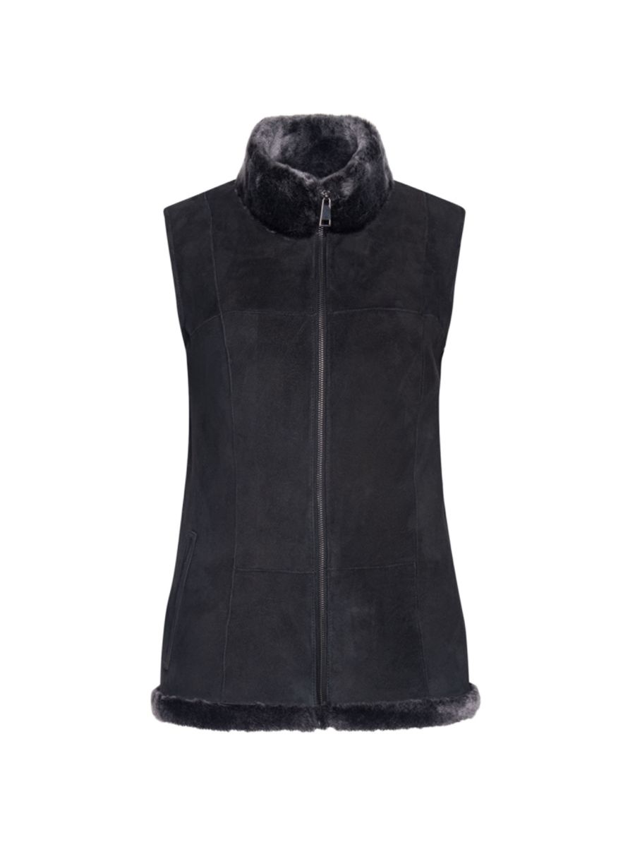 

Жилет из искусственной овчины с воротником-стойкой Made For Generations Ultralite на молнии WOLFIE FURS, цвет Black Forest