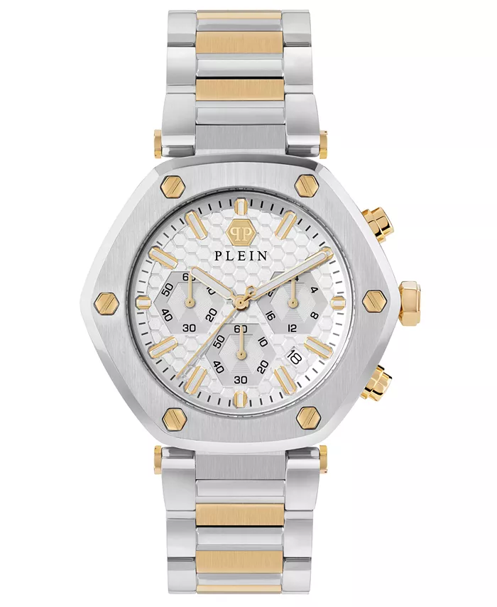 

Мужские часы The Hexagon Chronograph с двухцветным браслетом из нержавеющей стали, 42 мм Philipp Plein