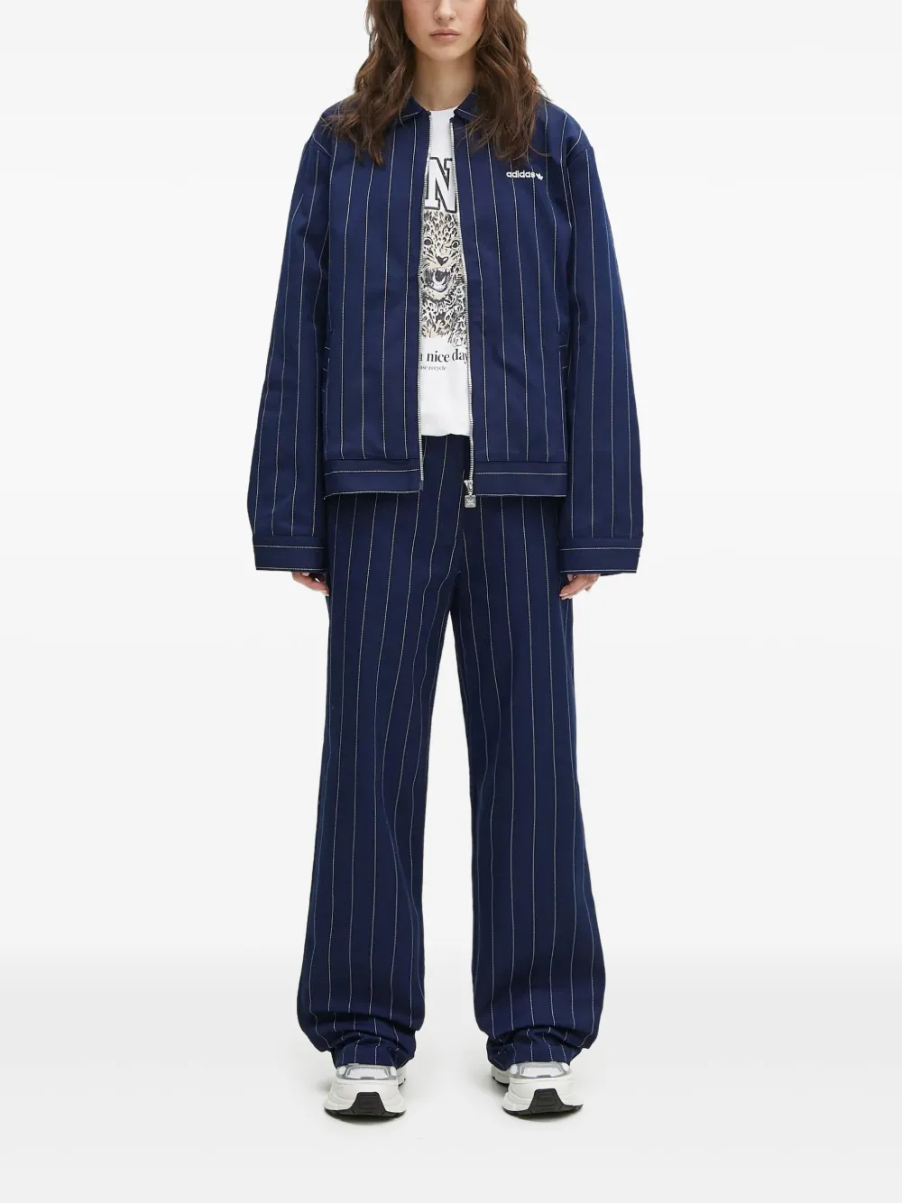 

Куртка на молнии в тонкую полоску Adidas, синий