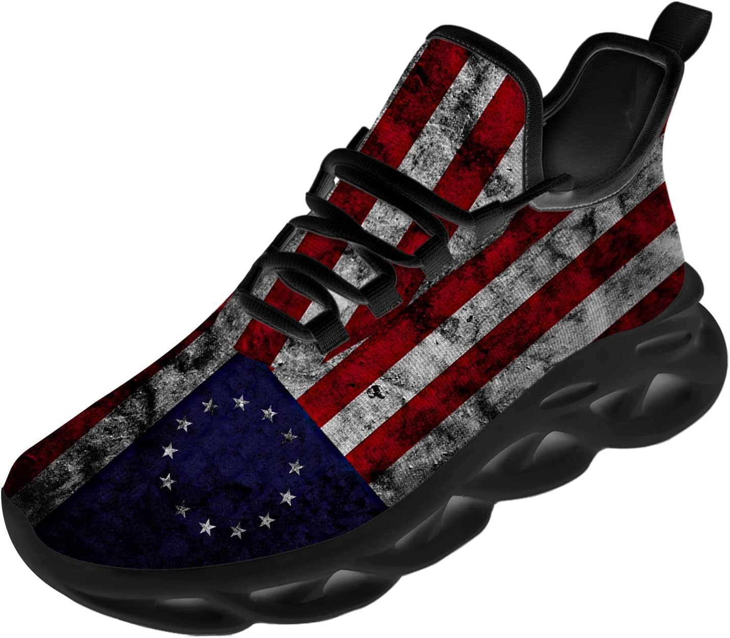 

Кроссовки Ciadoon для мужчин и женщин для бега по дороге, спорта, ходьбы, тенниса с американским флагом, подарки для него и нее, Multicolor