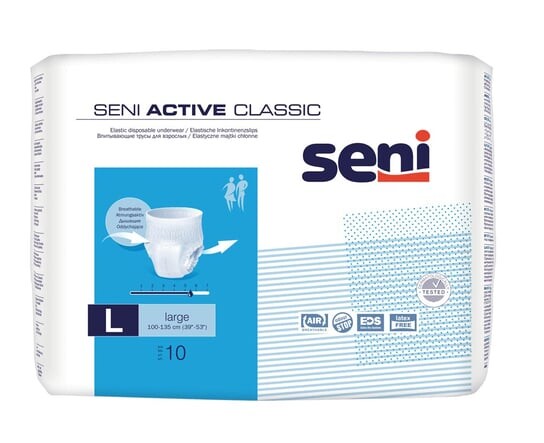 

Эластичные впитывающие трусики, большие 100-135 см, 10 шт. Seni Active Classic