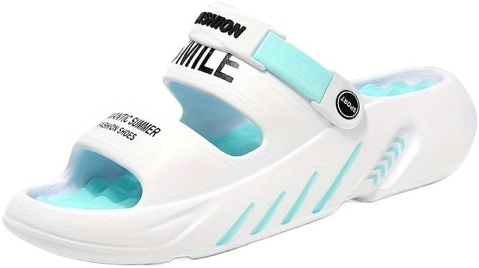 

Мужские сандалии модного уличного стиля с контрастной расцветкой, открытым носком, дышащие, с массивной подошвой, удобные, противоскользящие, долговечные, из EVA, с защитой от запаха, летние мужские сандалии Hhhchpm, белый/синий