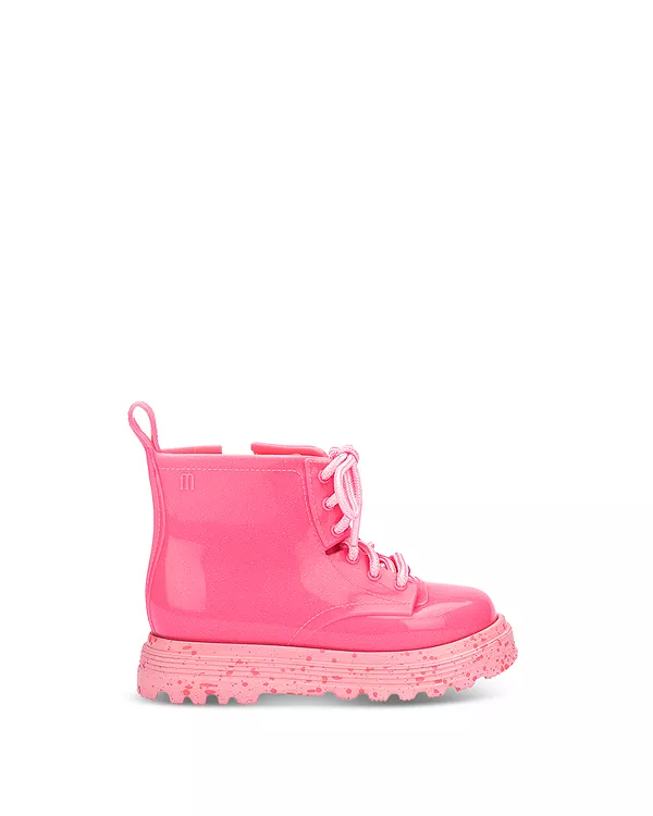 Ботинки Coturno в стиле милитари для девочек - для малышек Mini Melissa, розовый — фото 2