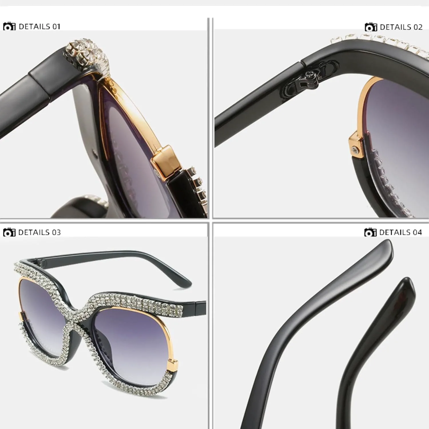 

Женские модные солнцезащитные очки со стразами, крупная оправа, бриллианты, кристаллы, большие линзы с защитой от УФ-излучения UV400 VVTWSSW, C2leoaprd-brown