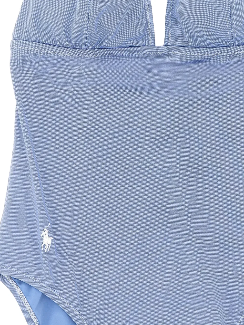 Купальник с вышивкой и завязками на шее Polo Ralph Lauren, синий — фото 3