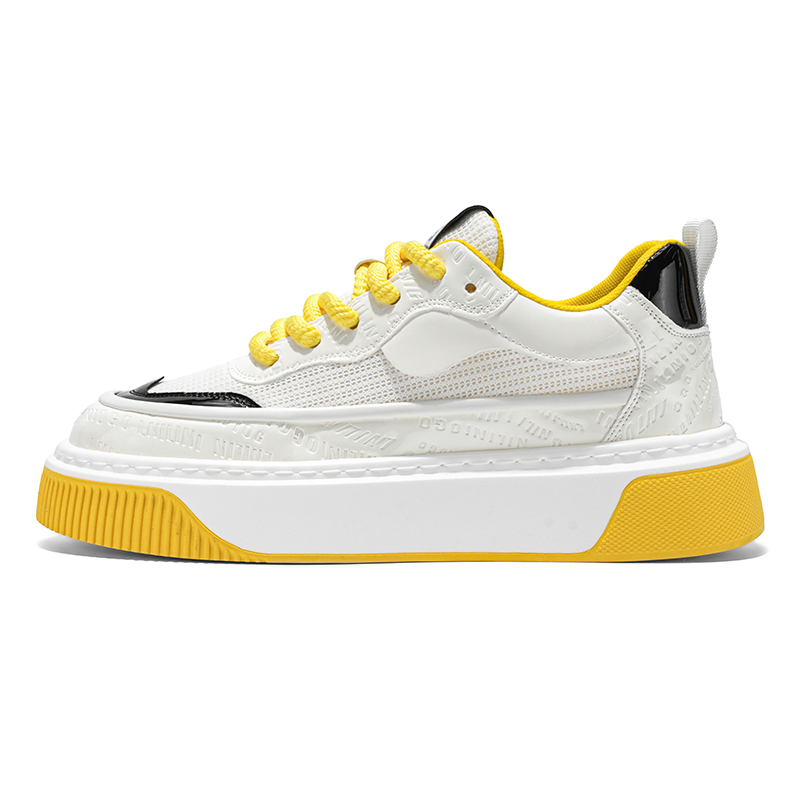 

TELENT Амортизирующие и дышащие низкие кеды мужские бело-желтые, цвет White Yellow