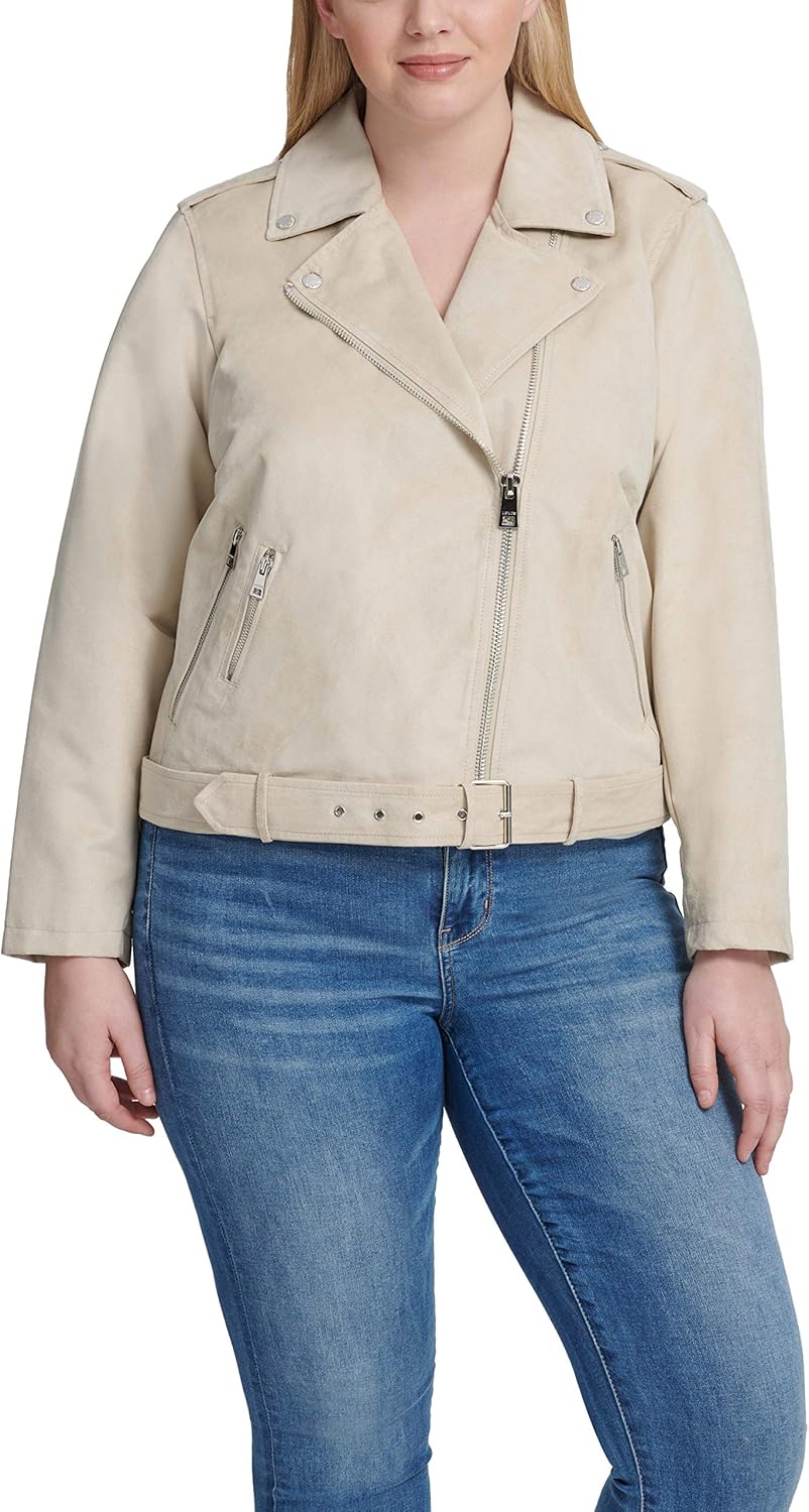 

Женская куртка-косуха Levi's асимметричная на молнии с поясом из искусственной замши, песочный