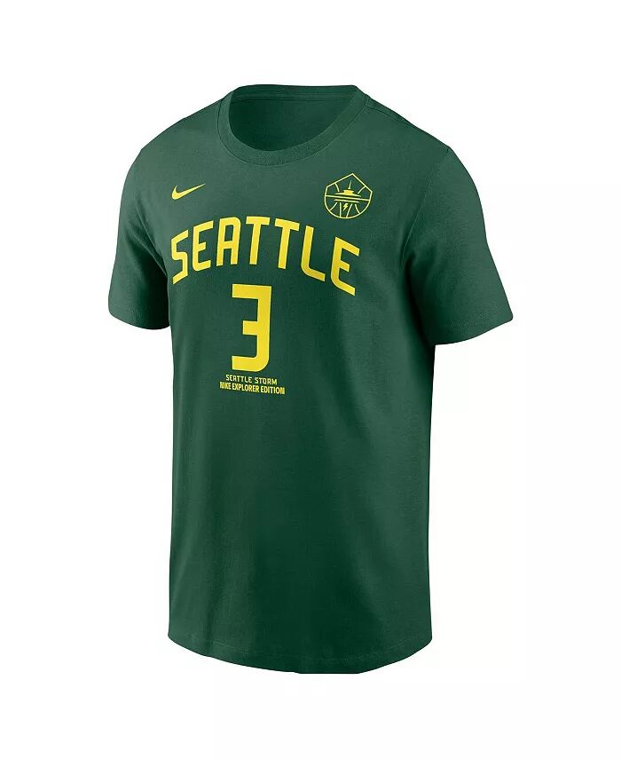 Мужская и женская футболка Nneka Ogwumike Green Seattle Storm Explorer Edition с именем и номером Nike — фото 3