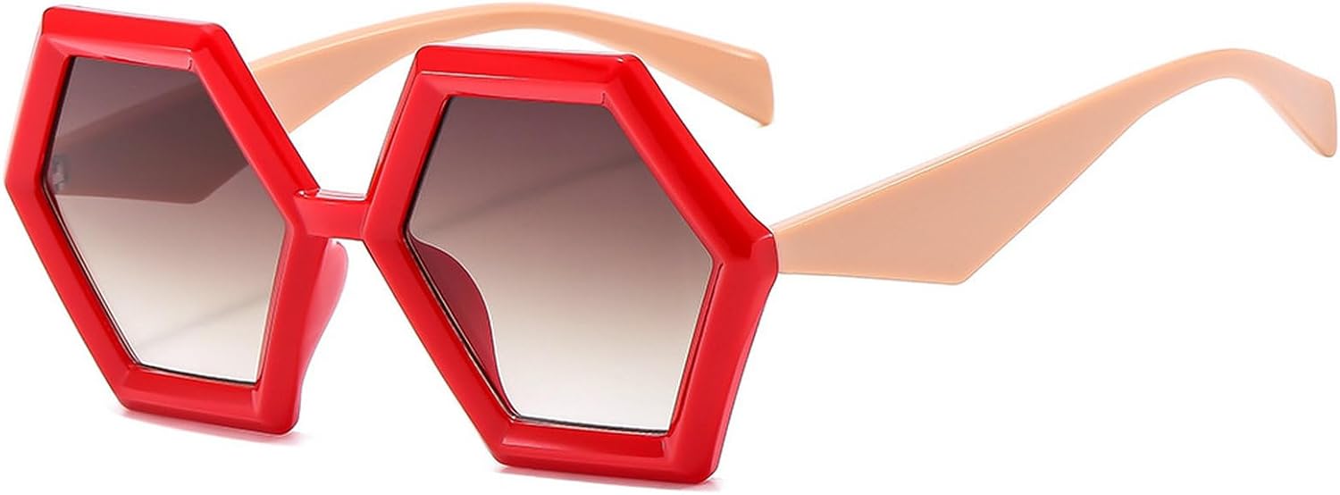 

Солнцезащитные очки COTIA в стиле ретро: многоугольные и шестиугольные, женские, с градиентным переходом цвета, квадратные, модные мужские, двухцветные, трендовые, Red