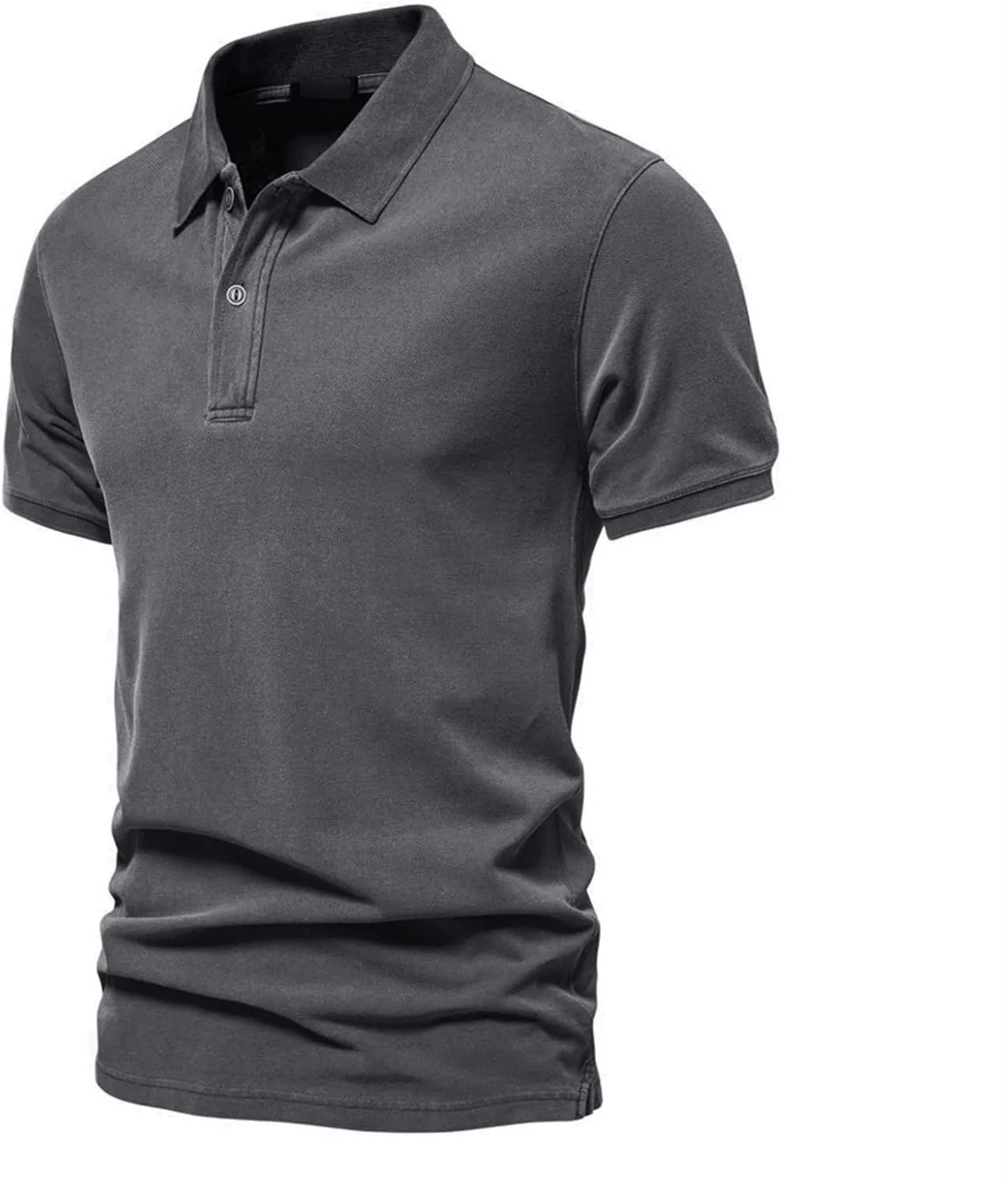 Мужская поло с коротким рукавом, 3 пуговицы, slim fit — фото 2