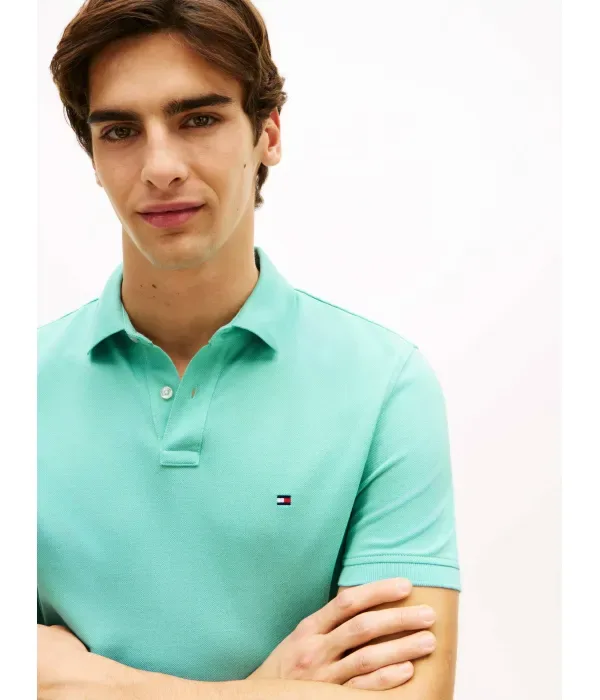 Поло 1985 regular fit Tommy Hilfiger, бирюзовый — фото 4