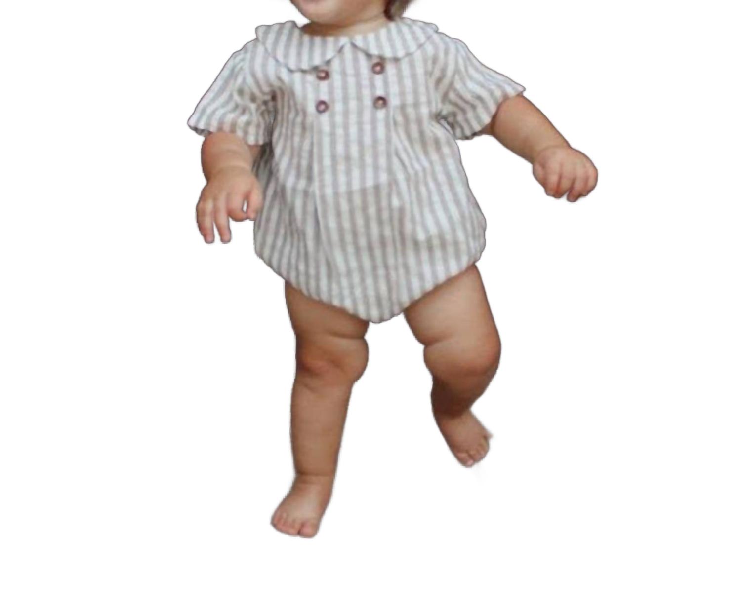 

Органический хлопковый комбинезон Pim Bloomer в светло-серую полоску Annie & Charles, светло-серый