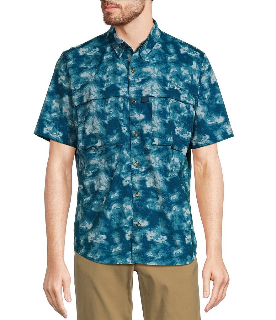

Рубашка с коротким рукавом и принтом LL Bean Tropic Wear L.L.Bean, синий