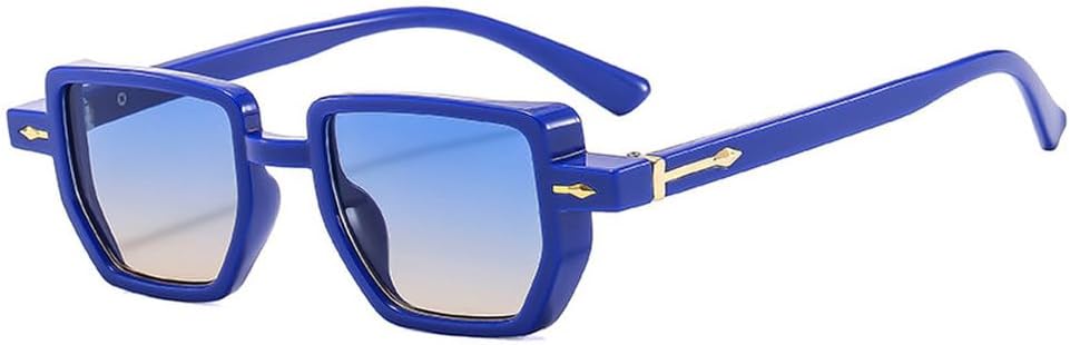 

Ретро-солнцезащитные очки Polygon для женщин с градиентным переходом цвета и защитой от УФ-излучения UV400, модные очки с заклепками в стиле панк для мужчин HVTVTLA, Blue Blue Tea