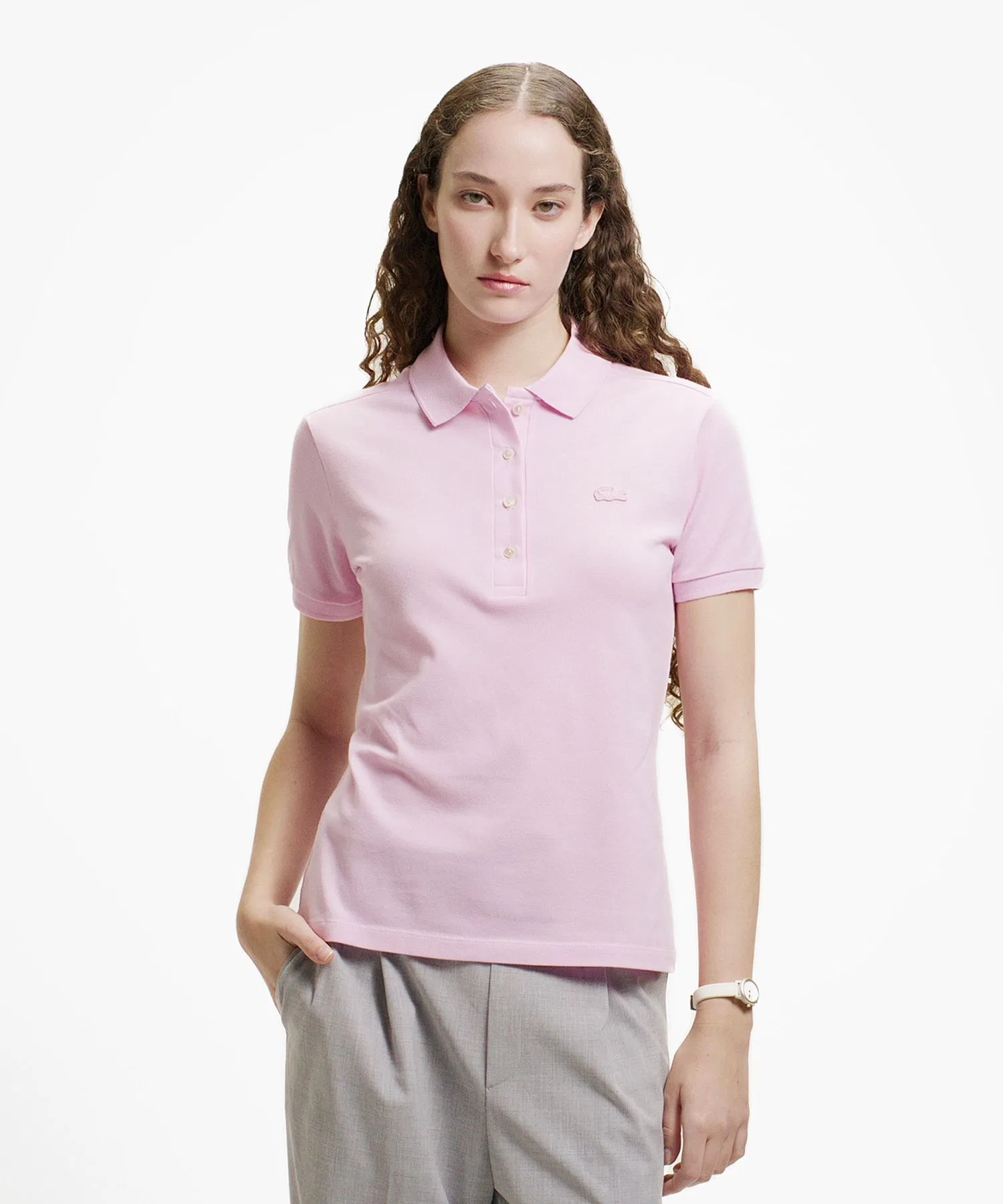 Поло-рубашка Uniqlo Эластичное пике, приталенный крой, однотонная, женская