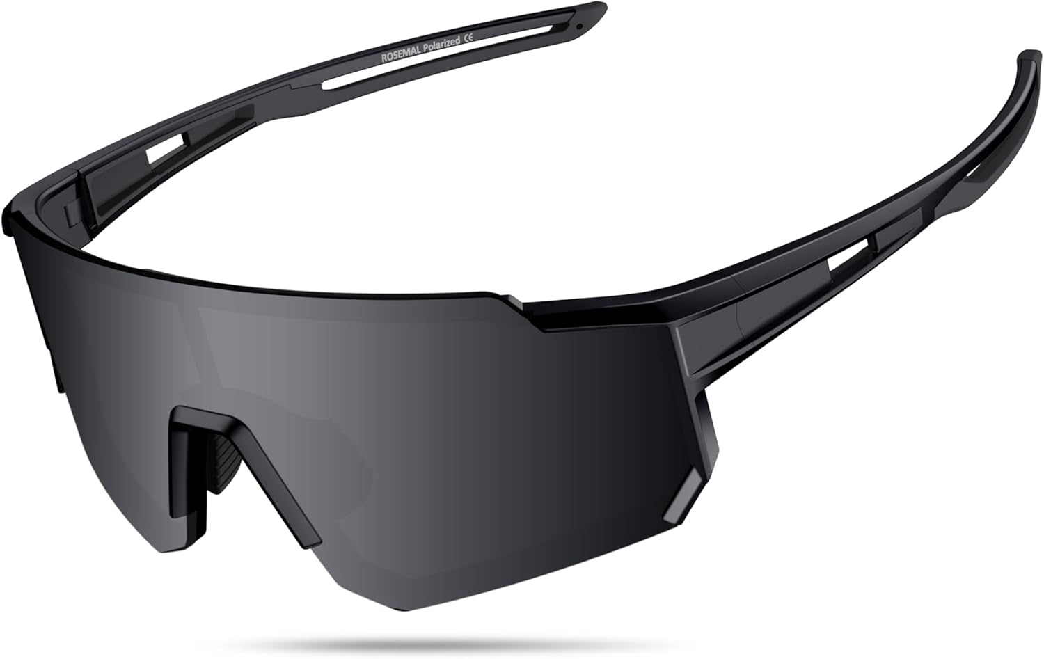 

Поляризованные спортивные солнцезащитные очки для мужчин, женщин и молодежи: бейсбол, бег, велоспорт, вождение, рыбалка, теннис, гольф, мотоцикл, TAC UV400 TR90 Rosemal, Black