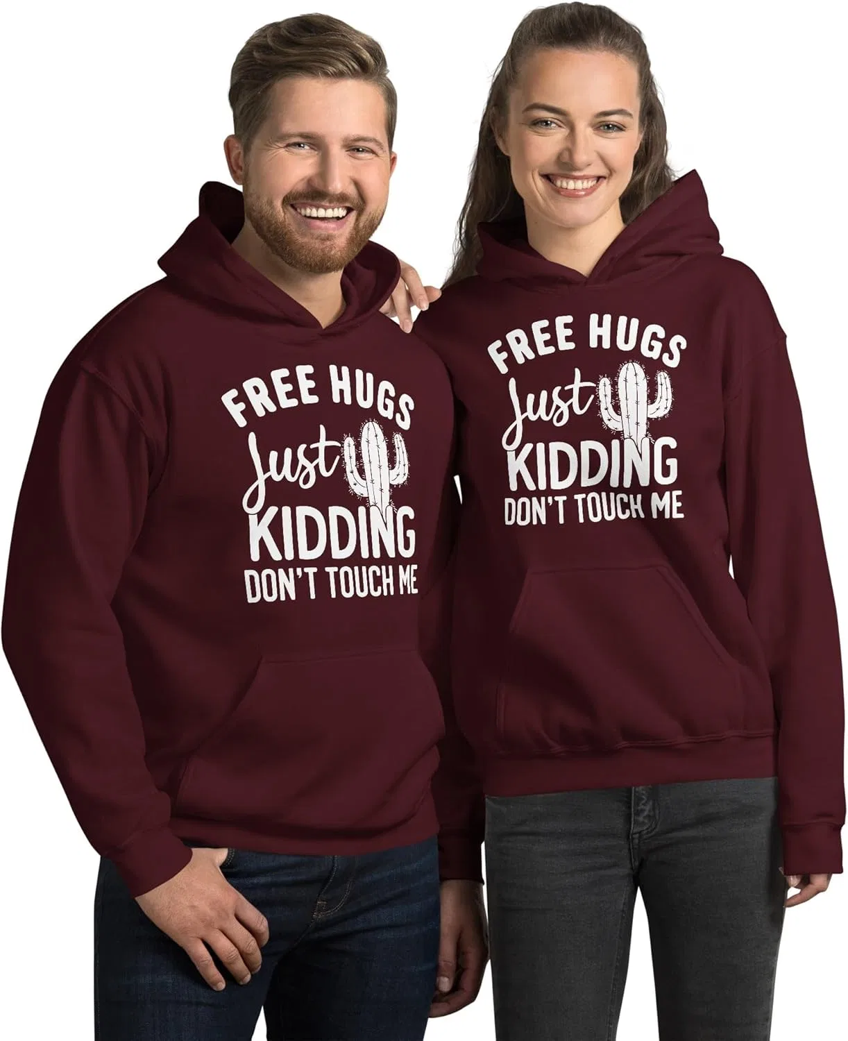 Free Hugs Just Kidding Don't Touch Me Cactus забавный унисекс худи, отличный подарок для любителей кактусов, суккулентов и растений Generic, черный — фото 3