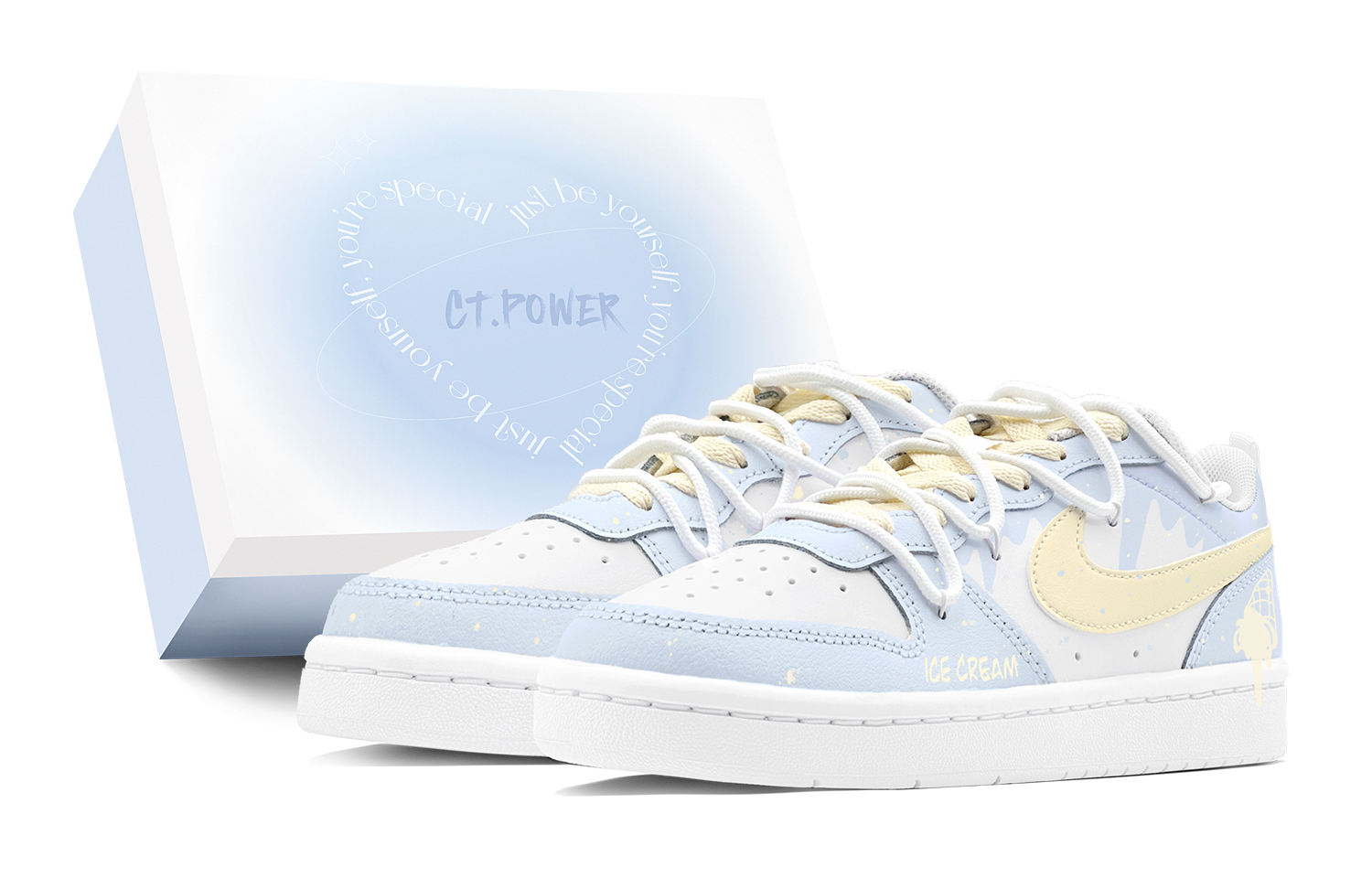 

Кроссовки для скейтбординга Nike Court Borough противоскользящие износостойкие низкие детские синие желтые подростковые