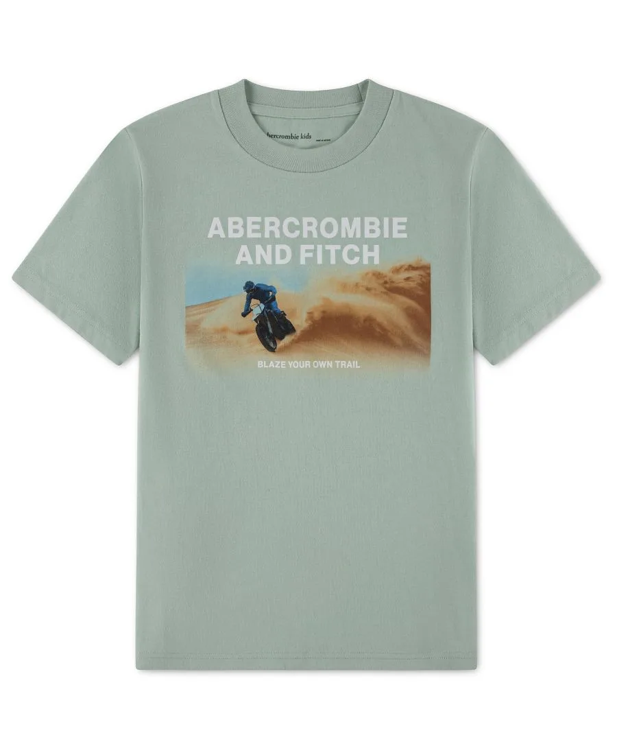 Детская футболка "Байкер на дюнах" Abercrombie kids, silt зеленый