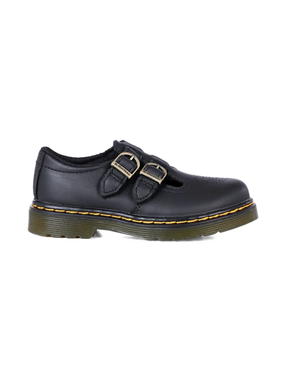 8065 кожаные мокасины с пряжкой и ремешком Dr. Martens Kids, черный — фото 2