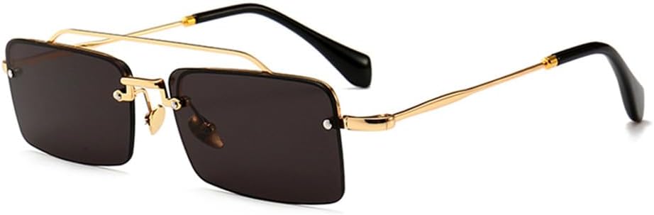 

Мужские солнцезащитные очки в стиле ретро прямоугольной оправы с металлическим каркасом и полуободковой оправой, а также женские солнцезащитные очки HCPIHF, Gold With Black