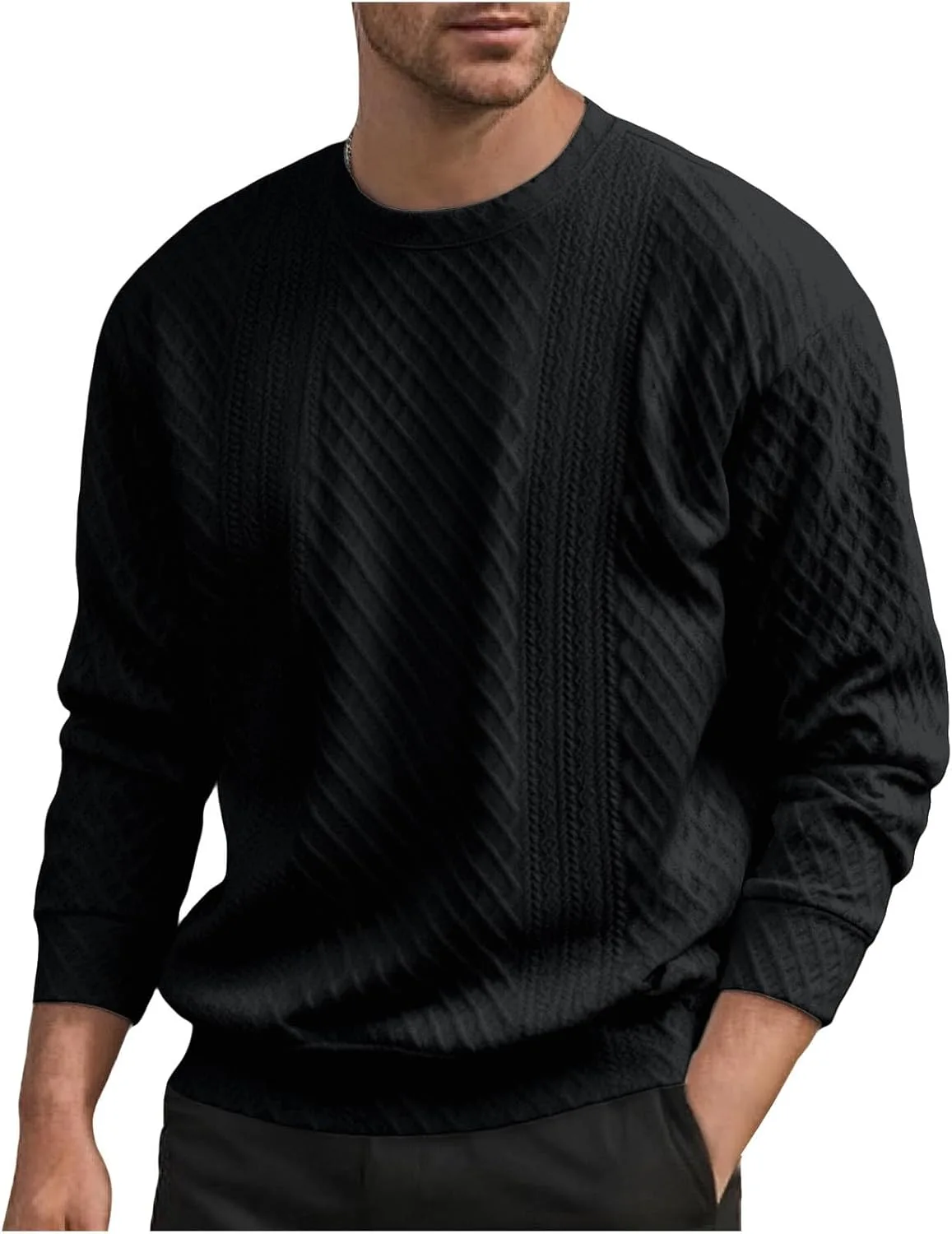 

Свитер Xiaojake мужской с длинным рукавом и воротником-гольф, фактурный, кабельная вязка, для бизнес-кэжуал Xiaojmake