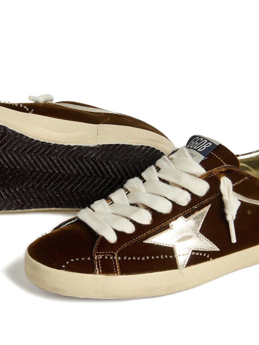 Бархатные кеды со звездами Golden Goose, коричневый — фото 4