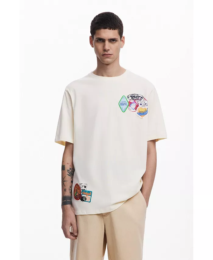 

Мужская футболка с коротким рукавом и вышивкой Desigual, загар/бежевый