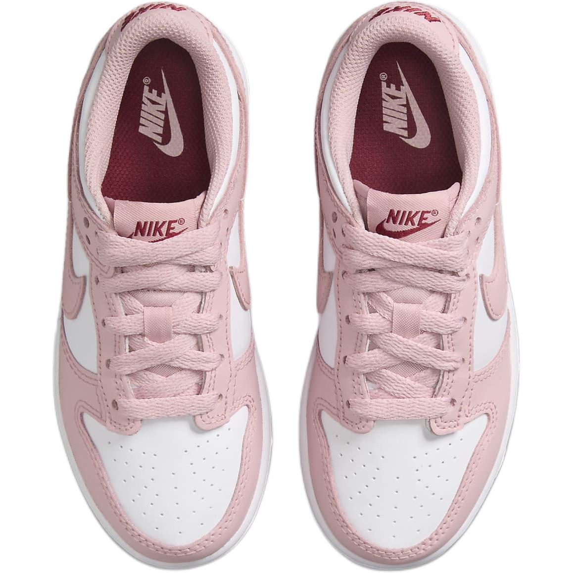 Nike Dunk противоскользящие износостойкие низкие детские скейтбординговые кроссовки бело-розовые для детей 3-7 лет, White/Pomegranate Pink — фото 4