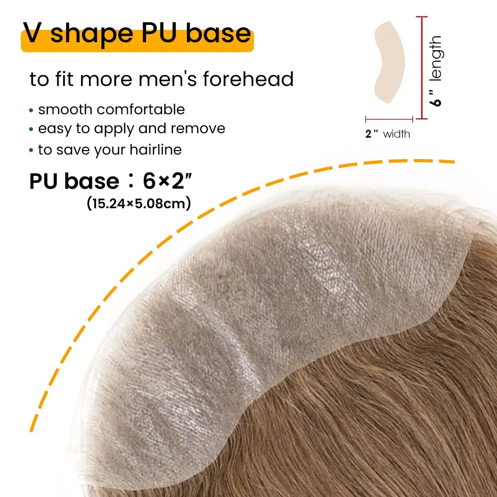 Мужской парик Lordhair Toupee из европейских натуральных волос, V-Loop Lordhair, Dark Blonde Brown 18# — фото 2