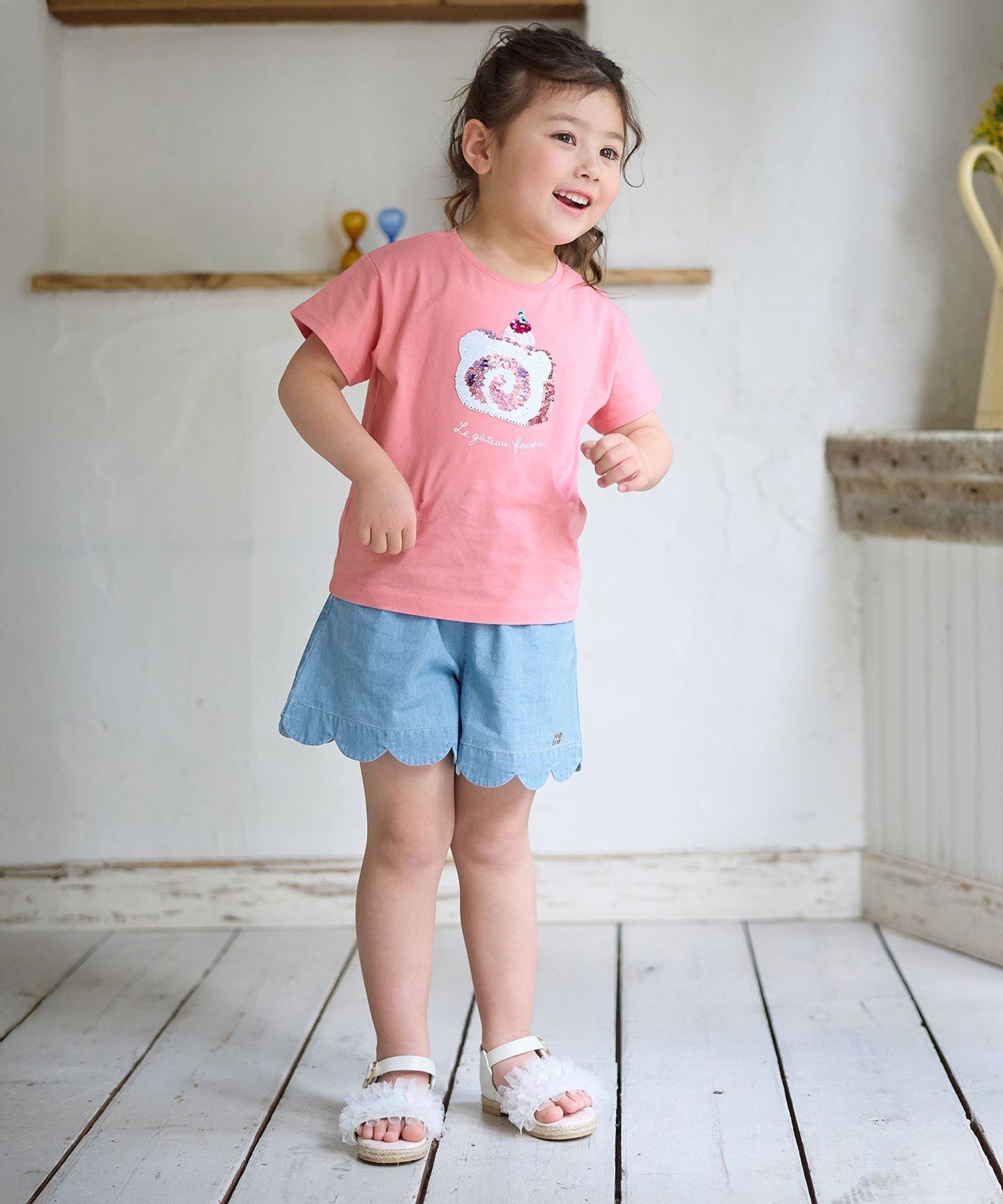 Футболка с чудесными пайетками ANY KIDS, Pink (Bear x Roll Cake [012] — фото 2