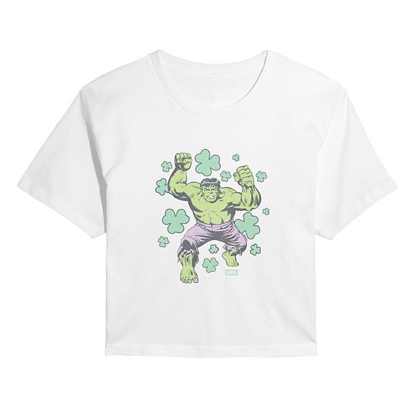 

Футболка Juniors' Hulk Shamrocks cropped с эффектом поношенности Marvel