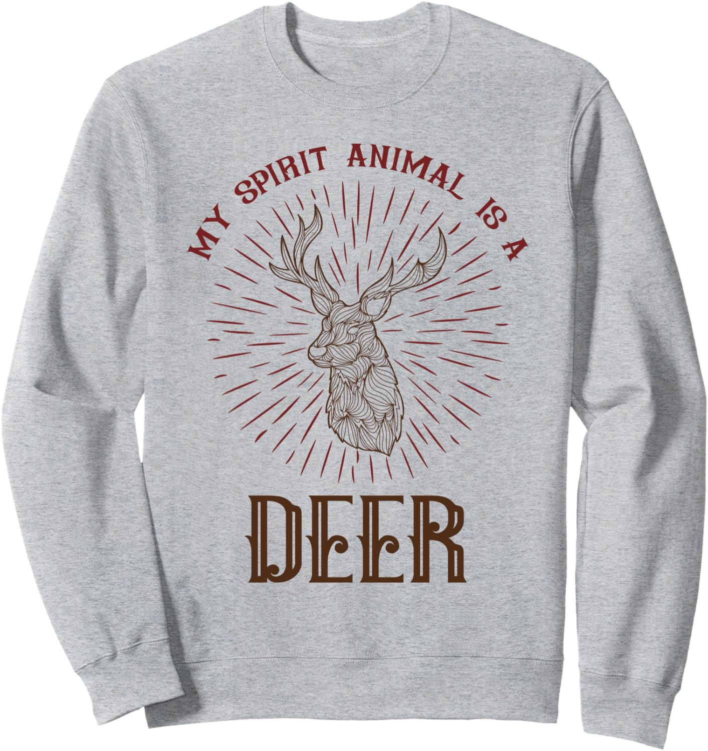 

Толстовка с надписью «Мое ментальное животное - олень» Deer Lovers Look Great In Our Apparel, серый