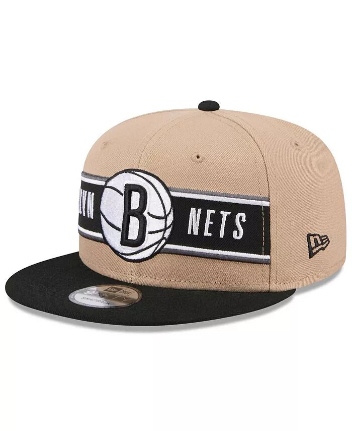 

Кепка Snapback для больших мальчиков и девочек цвета загара/черного цвета Brooklyn Nets 2024 NBA Draft 9FIFTY New Era