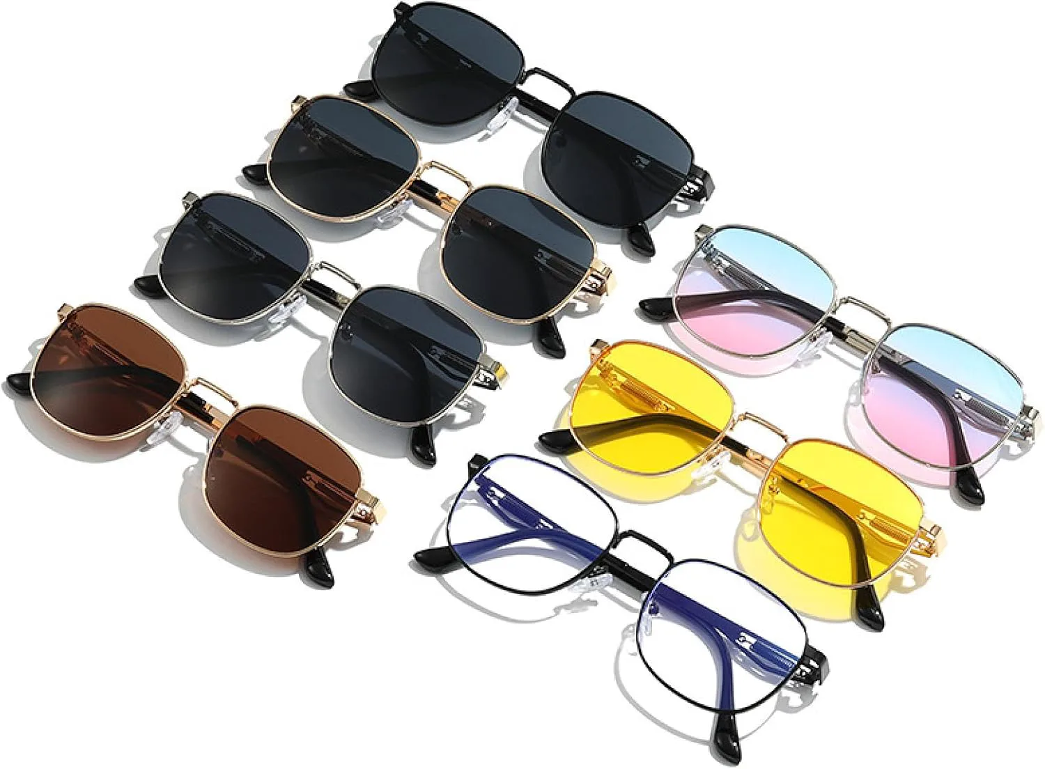 

Металлические солнцезащитные очки для женщин, прозрачные градиентные линзы, защита от УФ-излучения UV400; мужские солнцезащитные очки в стиле панк DSVIGF, Black Clear