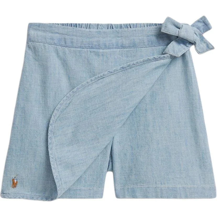 Юбка-шорты для детей Polo Ralph Lauren, washed denim синий — фото 3