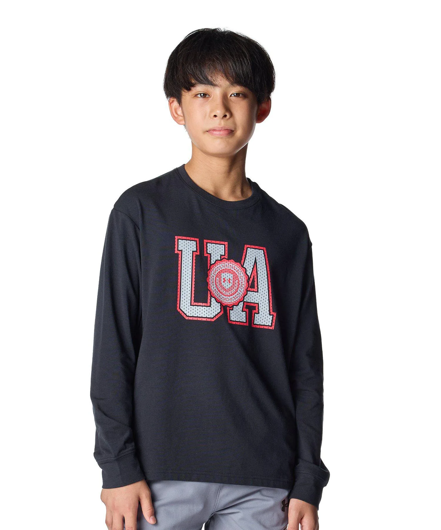 Детская футболка с длинным рукавом Performance Cotton Varsity Logo UNDER ARMOUR чёрная
