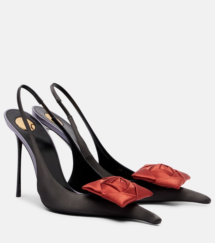 Туфли-лодочки Amalia 110 из крепового сатина Saint Laurent, Dark Lilas/Dark ruggine