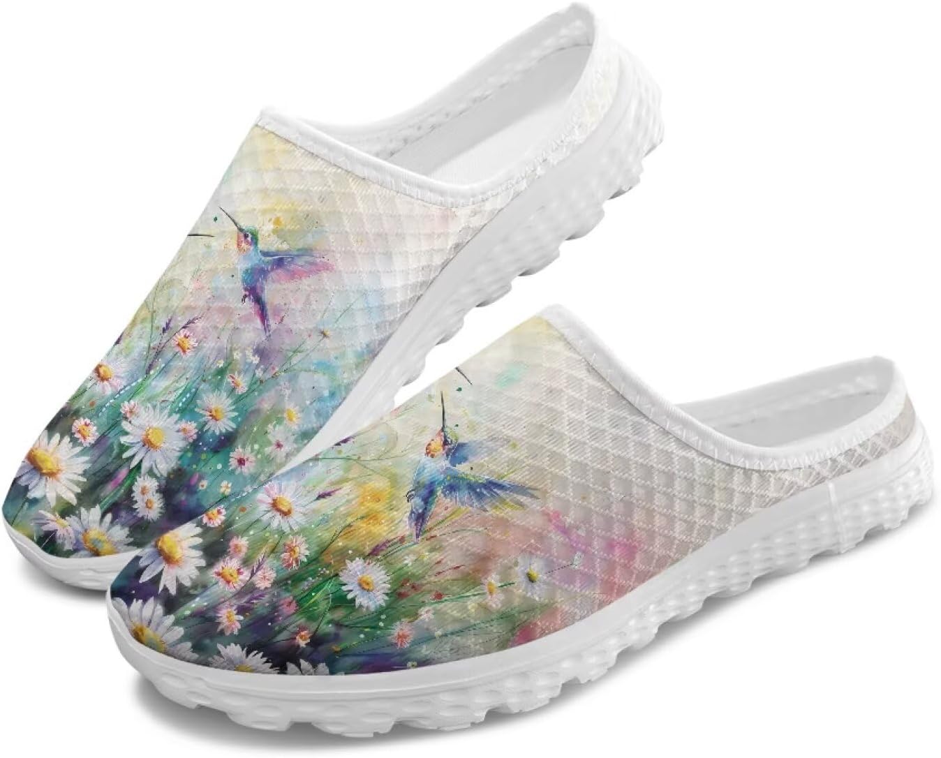 

Женские мюли и сабо Tomeusey, садовая обувь, кроссовки без задника - летние сетчатые тапочки с противоскользящей подошвой, обувь для прогулок на улице, Hummingbird Daisy
