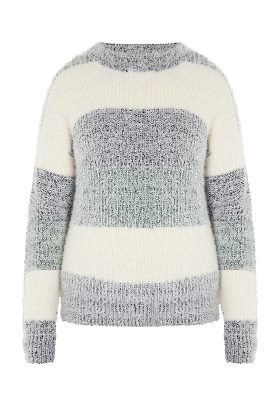 

Свитер myMo ROCKS, кремовый/серый/базальтово-серый