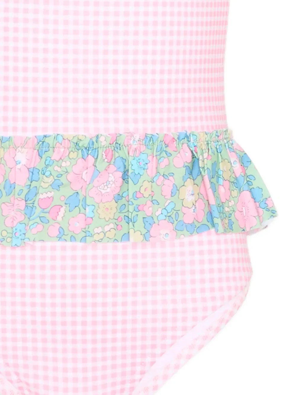 Купальник в клетку с цветочным принтом Pesciolino Rosso Kids, розовый — фото 3