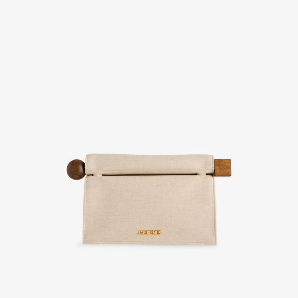 

Клатч из хлопка и льна Rond Carré Jacquemus, серый