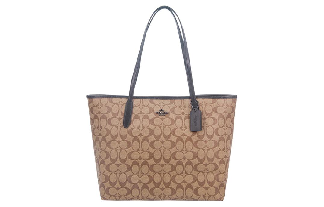 

Городская ПВХ сумка-шоппер, шоппер, сумка, сумка через плечо Tubas для женщин Темная хаки и черный COACH