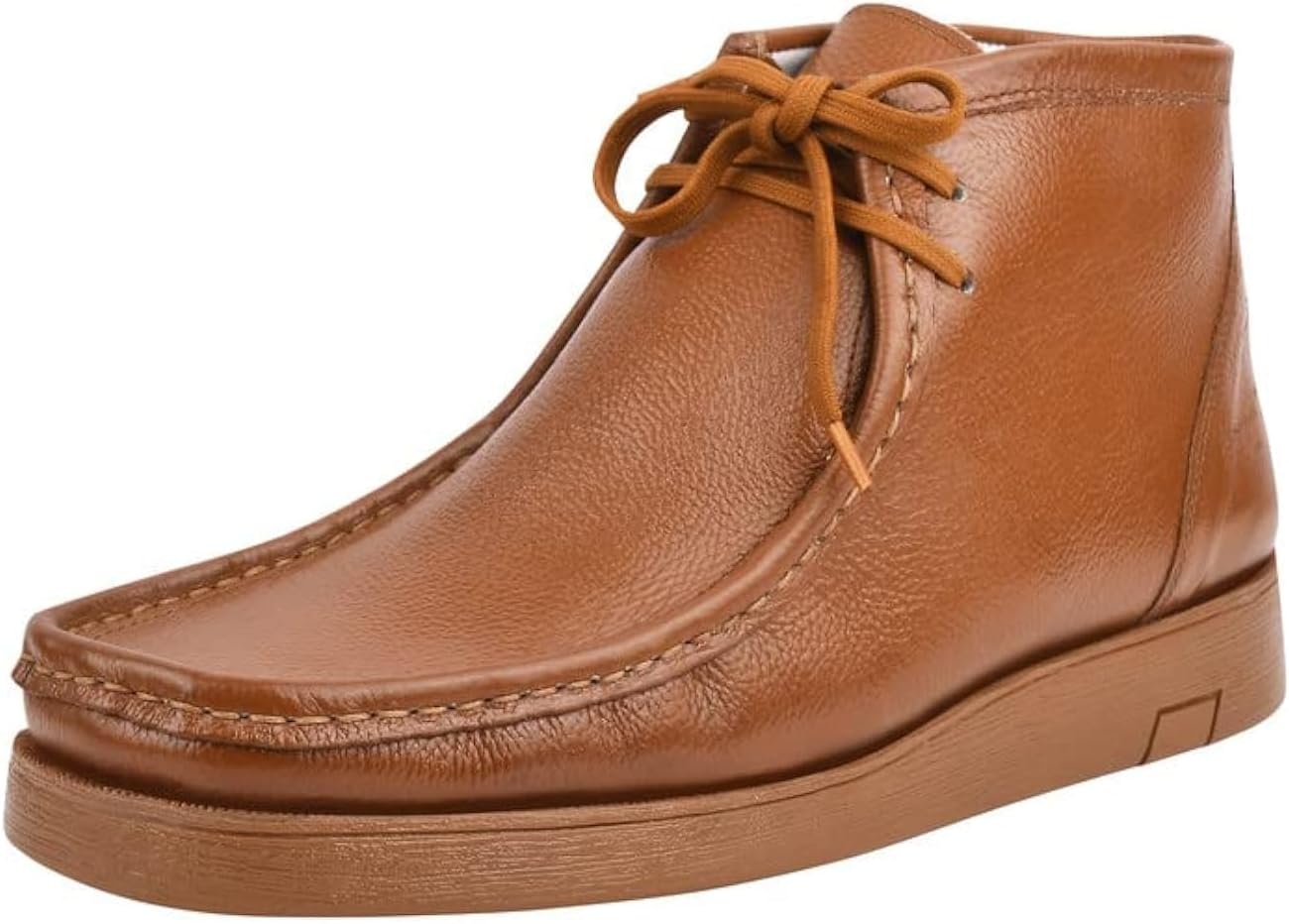 

Мужские дезертные ботинки LIBERTYZENO с мыском-мокасином, из натуральной кожи, шнуровка, повседневные чукка-ботинки для взрослых на Рождество, Caramel