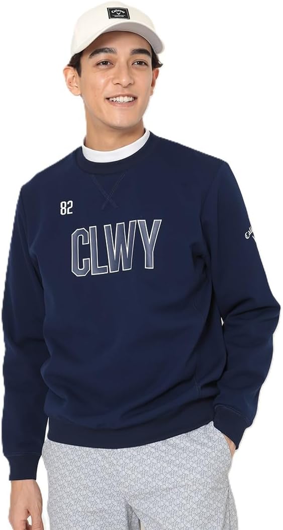 

Мужская толстовка Callaway C25217103 Anytime, с логотипом в университетском стиле, круглым вырезом из двойной вязки Kanoko, для игры в гольф, темно-синий