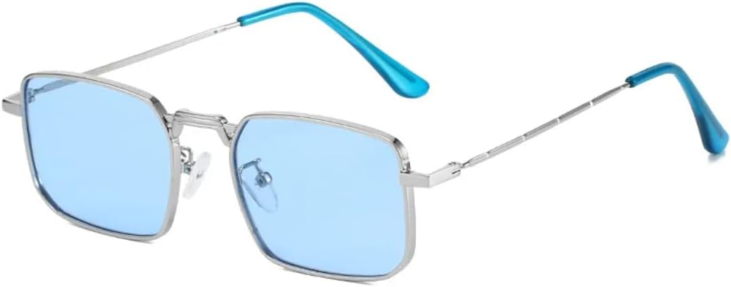 

Металлические солнцезащитные очки для женщин, модные, с прозрачными оранжевыми линзами, защита от УФ-излучения UV400; мужские солнцезащитные очки в стиле панк UUPTTPL, Silver Blue