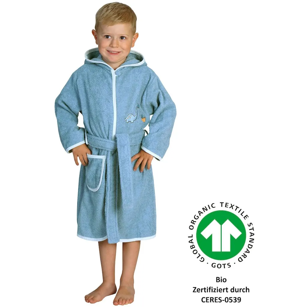 

Детский халат Семья динозавров 1 шт., из органического хлопка, с вышивкой, с карманом Wörner, Stahlblau